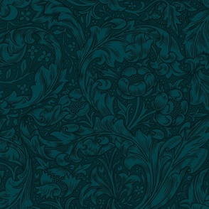 BACHELORS BUTTON (Rich Velvets Style)  IN DARK TEAL - WILLIAM MORRIS