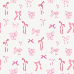Pink bows coquette bows cottage core Balletcore ribbons small print