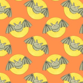Halloween bat on orange background 