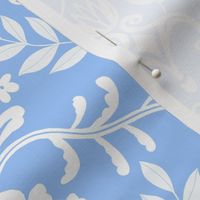 Small scale soft blue French country-white on blue