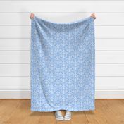 Small scale soft blue French country-white on blue