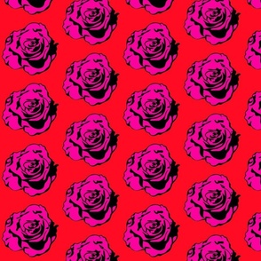 1960’s Hippie Chic, Hot Pink Flower Power Graphic Pop Art Flowers, Warhol Inspired Wall Mural, Bold Bright Groovy Red Graphic Floral Print, Pop Art Comic Book Graphic, Pop Art Rose, Retro Floral Power Trip, Psychedelic Trip, Groovy Pop Culture Rose Art