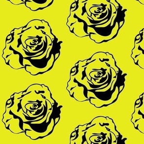 Colorful Black Rose Pop Art Flower Illustration, Quirky Lemon Yellow Floral Comic Book Rose Graphic, Graphic Yellow Floral Design, Mid Century Modern Floral, 1950s Retro Rose Pattern, Pop Art Flower Art, Modern Floral Print, Abstract Color Block Design
