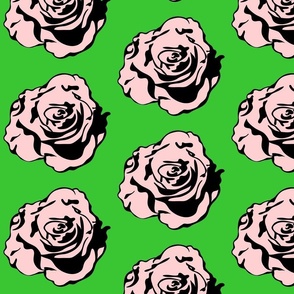 Artistic Mid Century Rose Flower Print, Pop Art Emerald Green Black Rose Mural, Whimsical Baby Pink Rose Graphic, Pop Art Rose, Retro Floral, Mid Century Floral Blooms, Bold Comic Book Flowers, Graphic Rose Print, Pop Art Home, Retro Flowers 