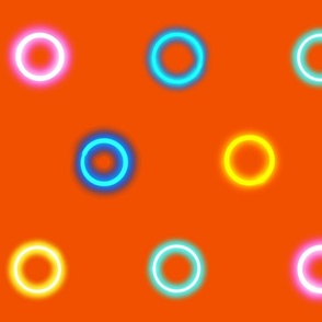 Rainbow Neon Light Polka Dots- poppy