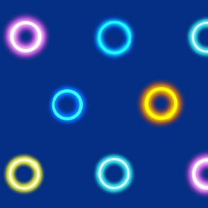 Rainbow Neon Light Polka Dots- royal blue