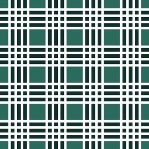 Plaid peacock and forest green with white