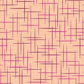 Woven Texture Peach with Bright Pink and Wine Lines