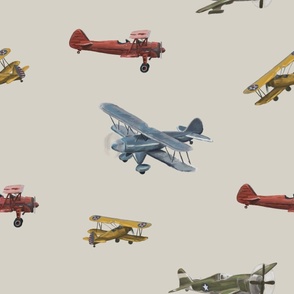 Vintage airplanes muted colors biplane war plane vintage colors aviation theme