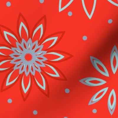 Retro Bright Flowers on Red