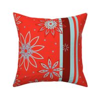 Retro Bright Flowers on Red