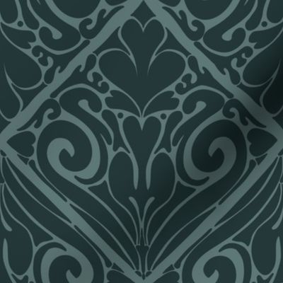 Felicity Medium Scale Damask Teal Blue Two Tone