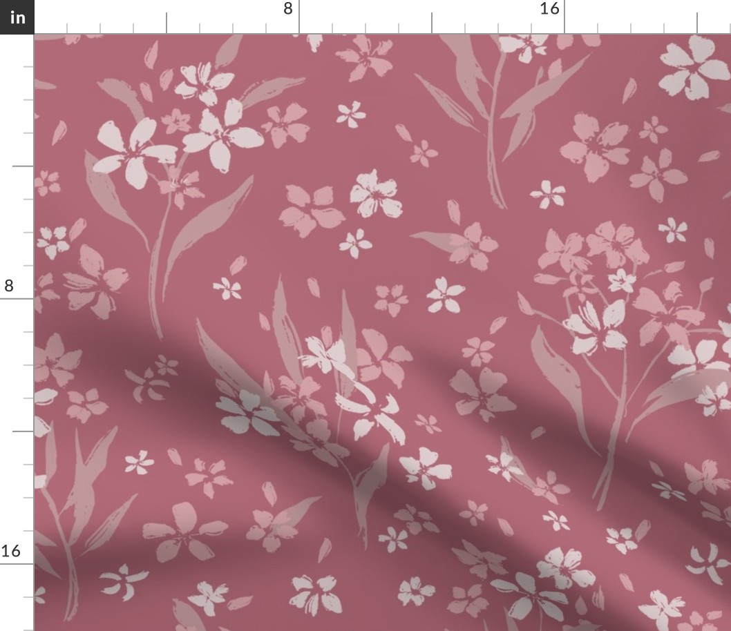 (L) Flower Stems with Abundant Blossoms | White, Pale and Dark Pinks | Large Scale
