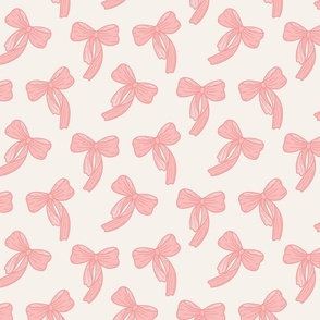 Blush pink bows tossed on a cream background Medium