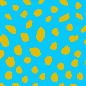 Painted Spots dijon yellow on sky blue
