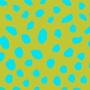 Painted Spots turquoise on lime darker
