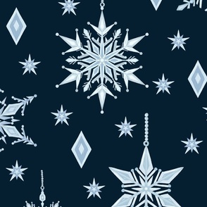 24" Dark Blue Snowflakes