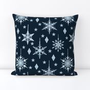 12" Dark Blue Snowflakes