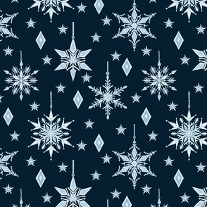 12" Dark Blue Snowflakes