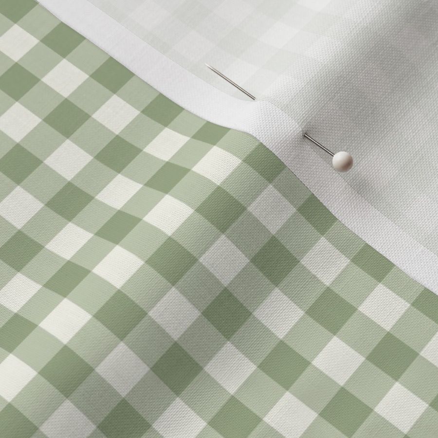 Ditsy gingham check in sage green (S)