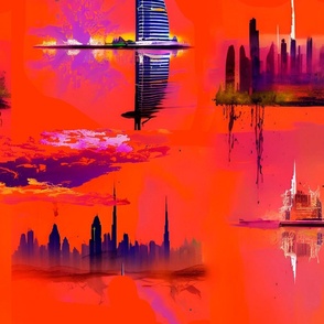 Dubai, orange,  landscape