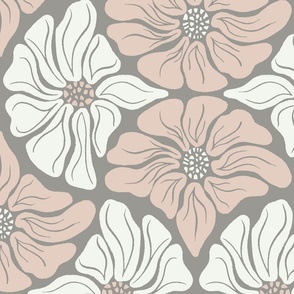 Pink & Cream Symmetry Floral Geometric Design - L