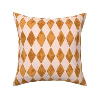 (Large) Diamond Circus Checker Textured - Copper Brown on Ballerina Pink
