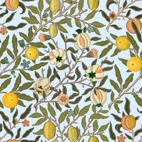 William Morris fruits and pomegranate on blue