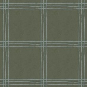 (Large Scale) Triple Stripe Waffle Weave | Rosemary Green & Smokey Blue | Textured Plaid
