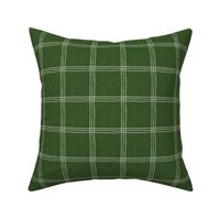 (Large Scale) Triple Stripe Waffle Weave | Evergreen Green & Natural White | Textured Plaid