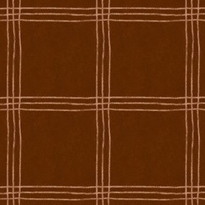 (Large Scale) Triple Stripe Waffle Weave | Mahogany Brown & Caramel Taupe | Textured Plaid