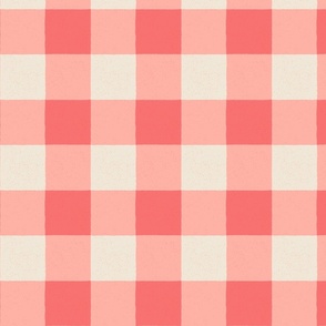 Doodle Gingham in Peach Blossom Beige