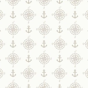 Anchors and Nautical Compass - beige tones