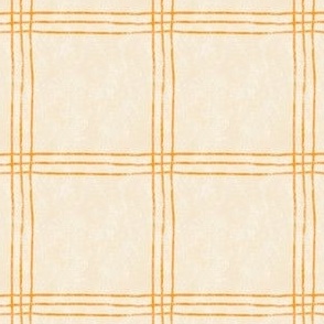 (Large Scale) Triple Stripe Waffle Weave | Cornsilk Cream & Saffron Yellow | Textured Plaid