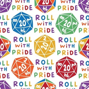 medium dice d20 / roll with pride