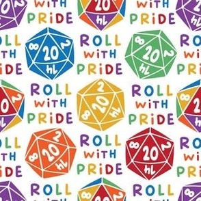 small dice d20 / roll with pride