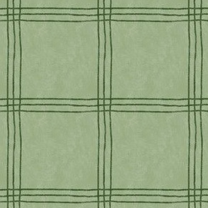(Large Scale) Triple Stripe Waffle Weave | Laurel Green & Evergreen Green | Textured Plaid