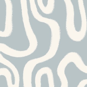 ABSTRACT CURVED WAVY LINES LIGHT SERENITY BLUE-GRAY-OFF WHITE BEIGE