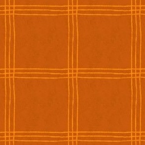 (Large Scale) Triple Stripe Waffle Weave | Burnt Orange & Saffron Yellow | Textured Plaid
