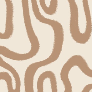 ABSTRACT CURVED WAVY LINES LIGHT COPPER TAN-OFF WHITE BEIGE