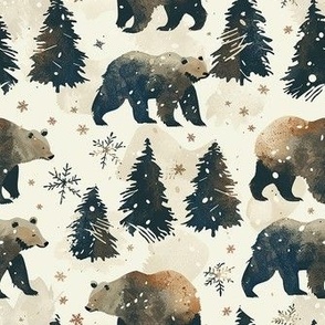 Smaller Nordic Bears Snowy Forest