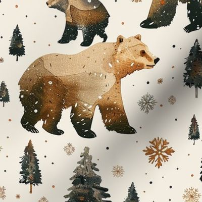 Bigger Nordic Bears Pine Tree Forest