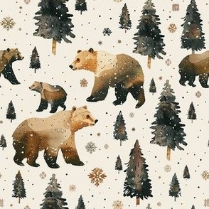 Smaller Nordic Bears Pine Tree Forest
