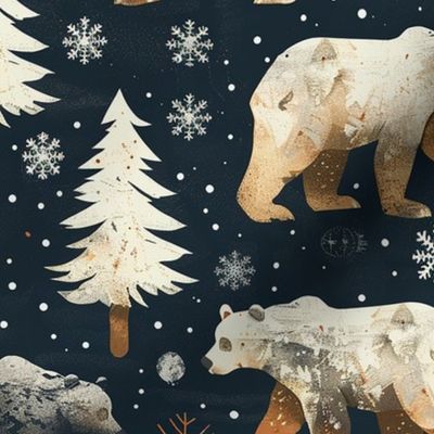 Bigger Nordic Polar Bears Wintry Night