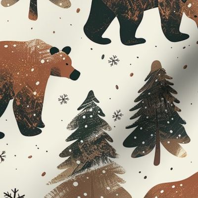 Bigger Nordic Brown Bears Winter Forest