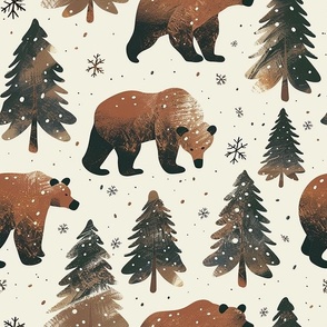 Bigger Nordic Brown Bears Winter Forest