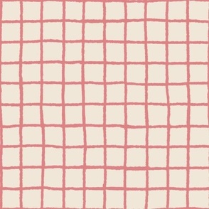 Doodle Grids Gingham in Peach Blossom Beige Wheat 
