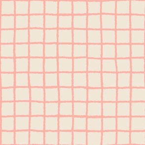 Doodle Grids Gingham in Peach Pearl Wheat