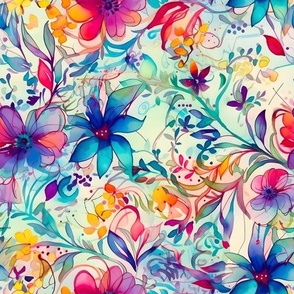 Tropical Flowers - Colorful Summery Floral Watercolor Forget-Me-Not
