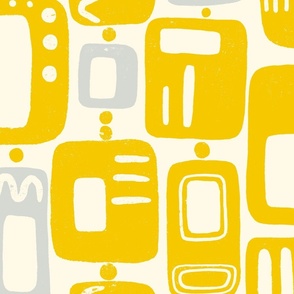 Atomic Yellow & Grey Abstract Shapes | 24"